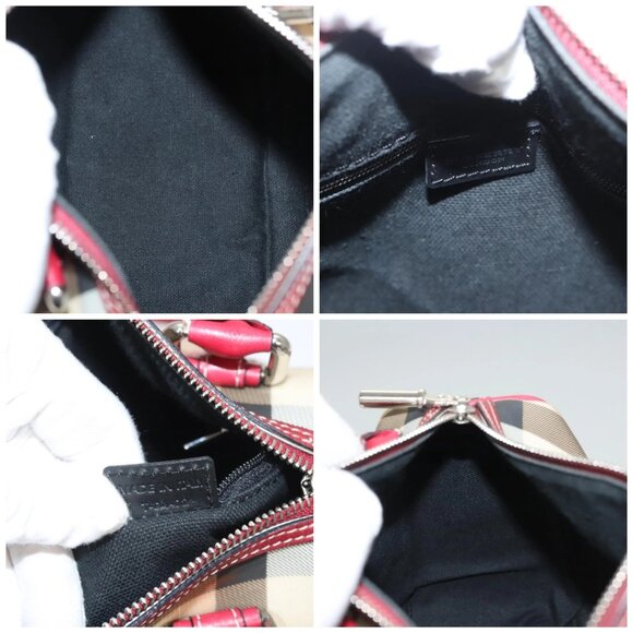 BURBERRY Nova Check Hand Bag PVC Beige Silver Auth 120678 - Picture 15 of 16